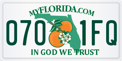 FL license plate 0701FQ