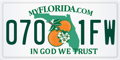 FL license plate 0701FW