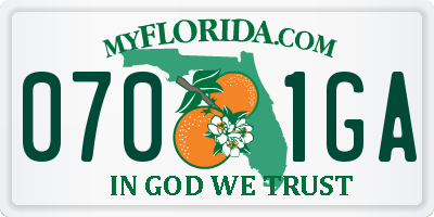 FL license plate 0701GA