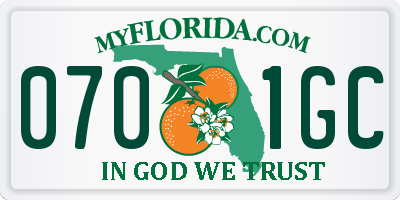 FL license plate 0701GC