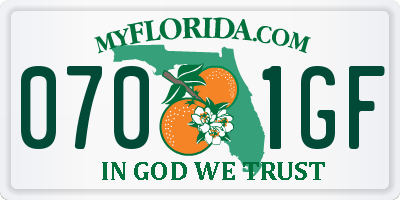 FL license plate 0701GF