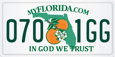 FL license plate 0701GG