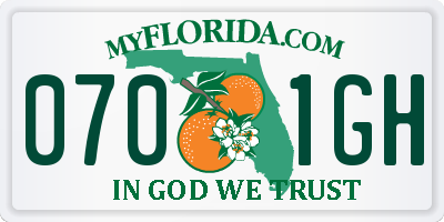 FL license plate 0701GH