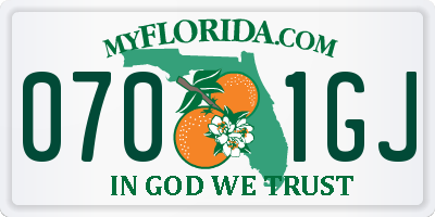 FL license plate 0701GJ