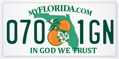 FL license plate 0701GN