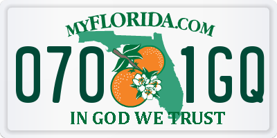 FL license plate 0701GQ