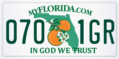 FL license plate 0701GR