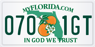 FL license plate 0701GT