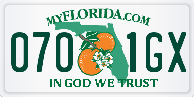 FL license plate 0701GX