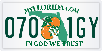 FL license plate 0701GY