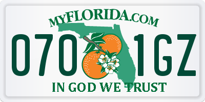 FL license plate 0701GZ