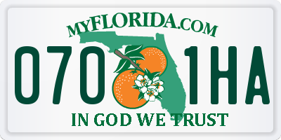FL license plate 0701HA