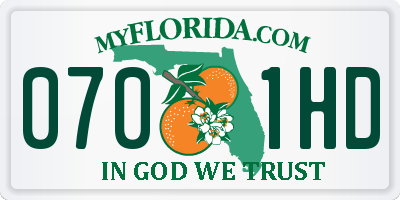 FL license plate 0701HD