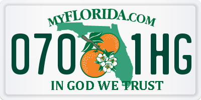 FL license plate 0701HG