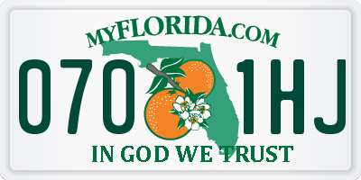 FL license plate 0701HJ