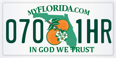 FL license plate 0701HR