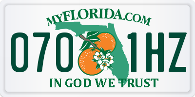 FL license plate 0701HZ