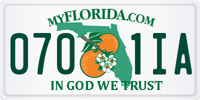 FL license plate 0701IA
