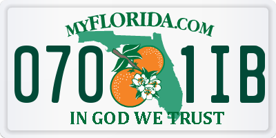 FL license plate 0701IB