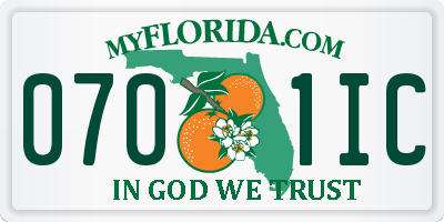 FL license plate 0701IC