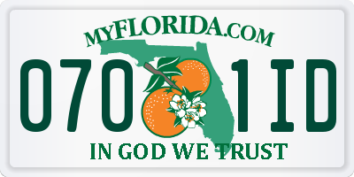 FL license plate 0701ID