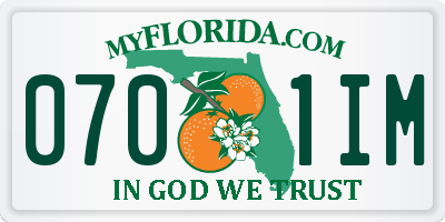 FL license plate 0701IM