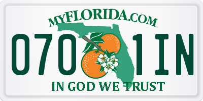 FL license plate 0701IN