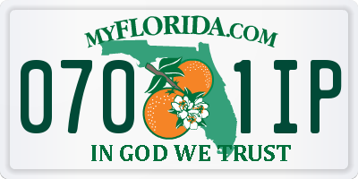 FL license plate 0701IP