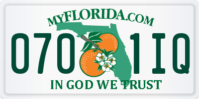FL license plate 0701IQ