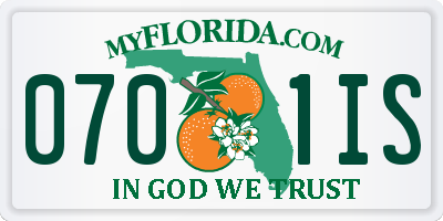 FL license plate 0701IS
