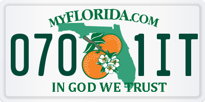 FL license plate 0701IT