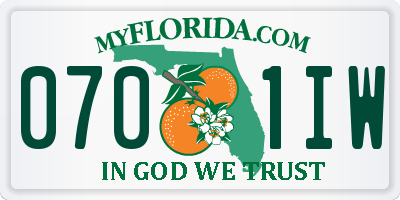 FL license plate 0701IW