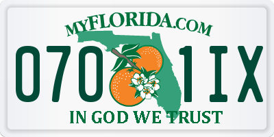FL license plate 0701IX