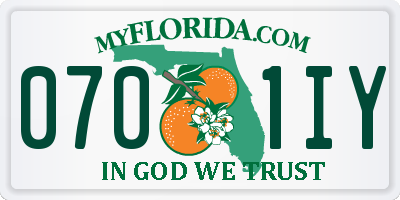 FL license plate 0701IY