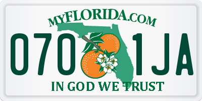 FL license plate 0701JA