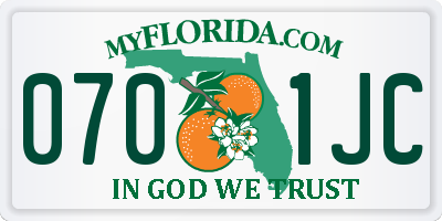 FL license plate 0701JC