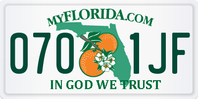 FL license plate 0701JF
