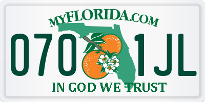 FL license plate 0701JL
