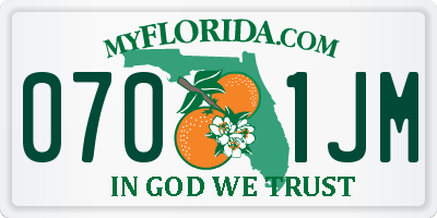 FL license plate 0701JM
