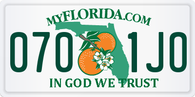 FL license plate 0701JO