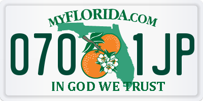 FL license plate 0701JP