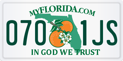 FL license plate 0701JS