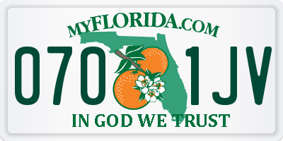 FL license plate 0701JV