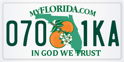 FL license plate 0701KA