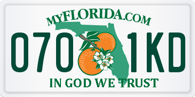 FL license plate 0701KD