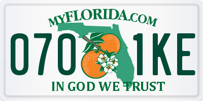 FL license plate 0701KE