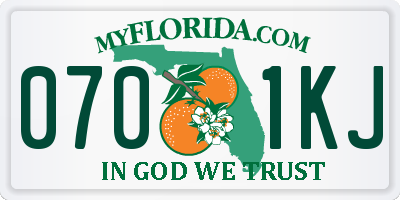 FL license plate 0701KJ