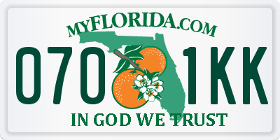 FL license plate 0701KK