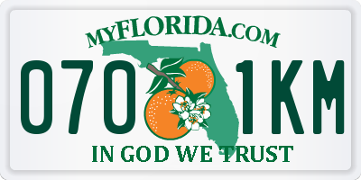 FL license plate 0701KM