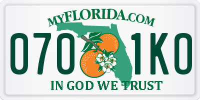 FL license plate 0701KO